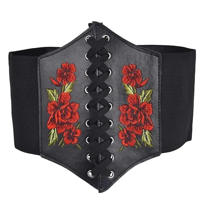 Faux Leather Lace Up Wrap Waist Dress Belt Corset