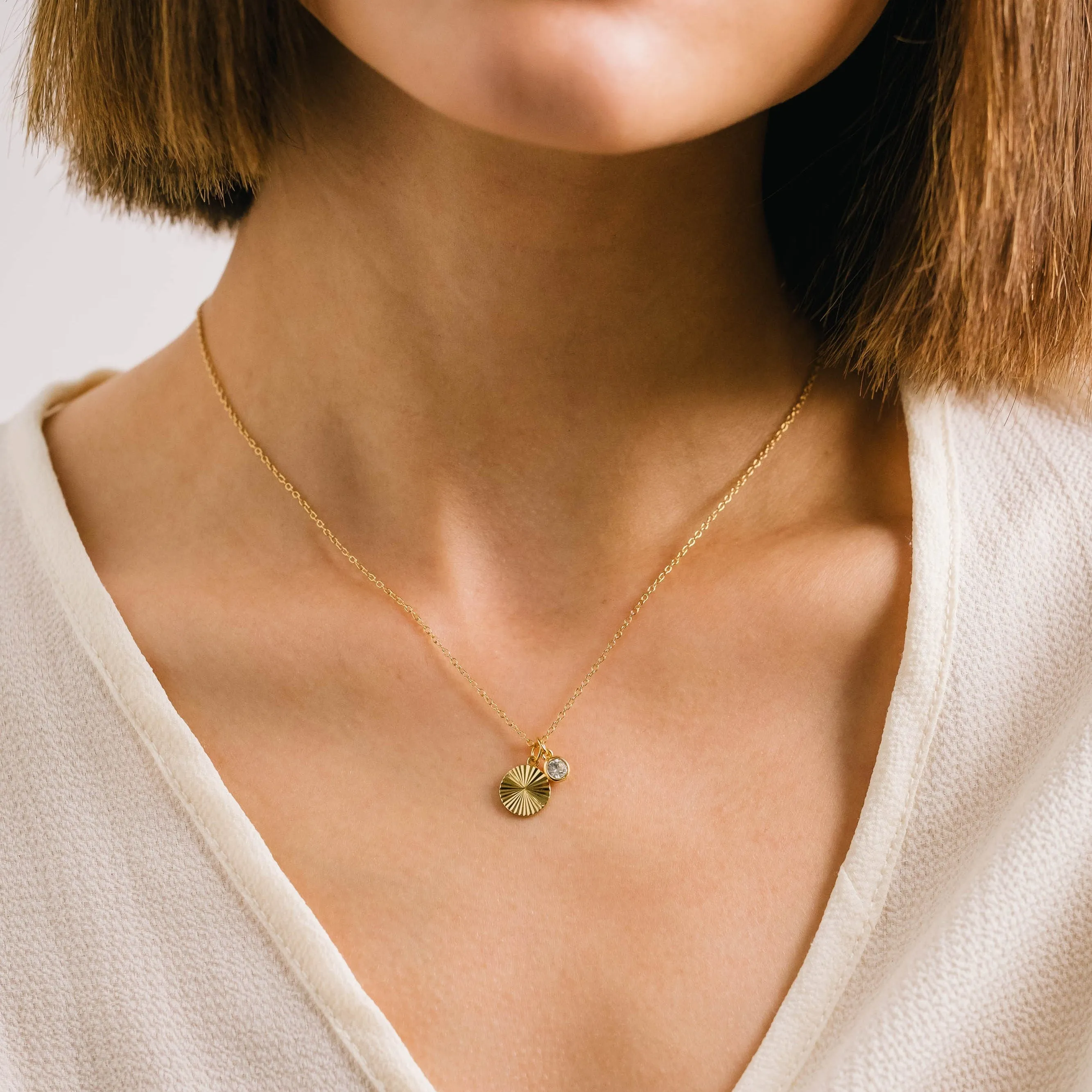 February Birthstone Fluted Necklace