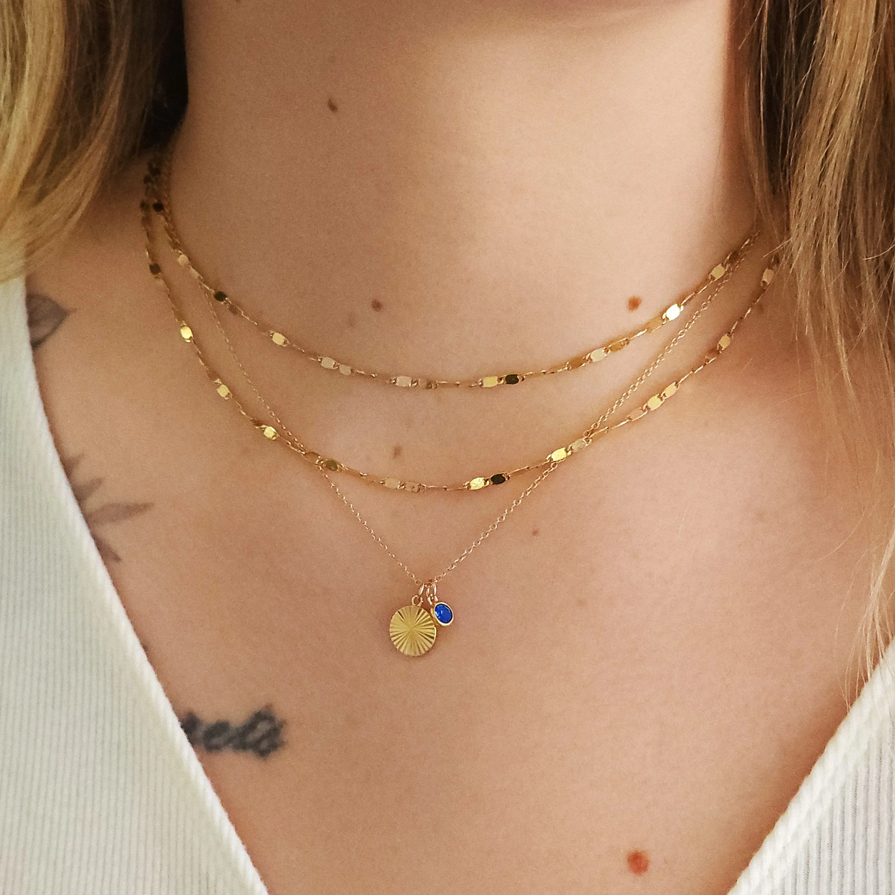 February Birthstone Fluted Necklace