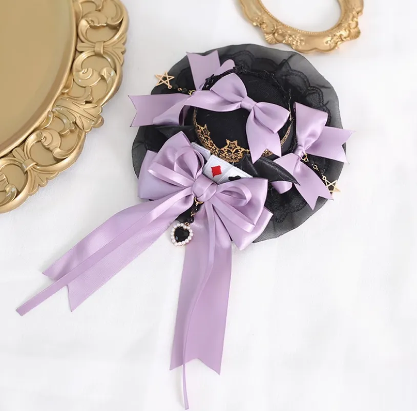 Gothic Lolita Headpiece Black Violet Hair Accessory Brooch