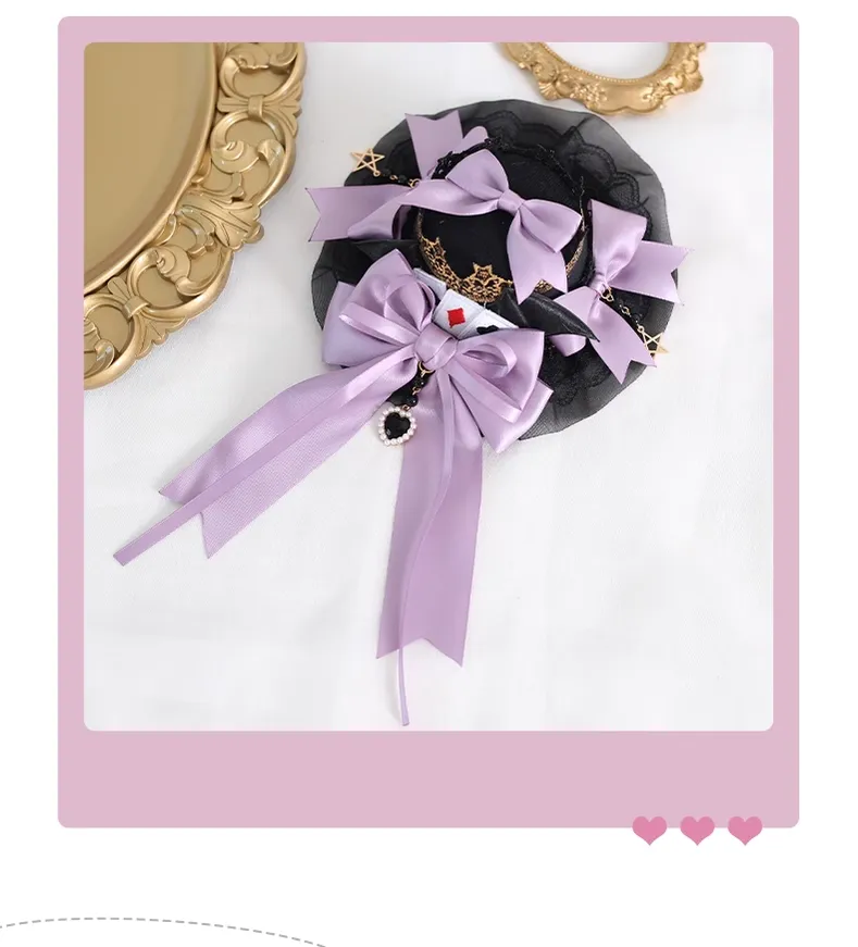 Gothic Lolita Headpiece Black Violet Hair Accessory Brooch