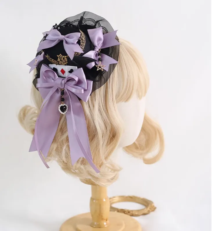 Gothic Lolita Headpiece Black Violet Hair Accessory Brooch
