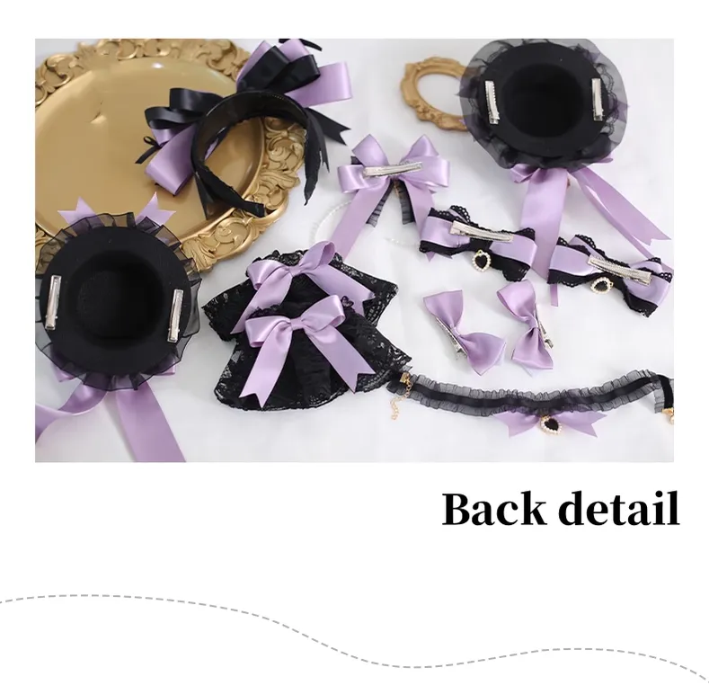 Gothic Lolita Headpiece Black Violet Hair Accessory Brooch