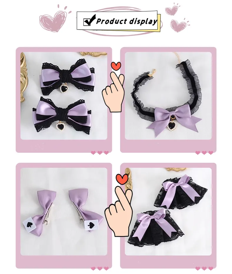 Gothic Lolita Headpiece Black Violet Hair Accessory Brooch