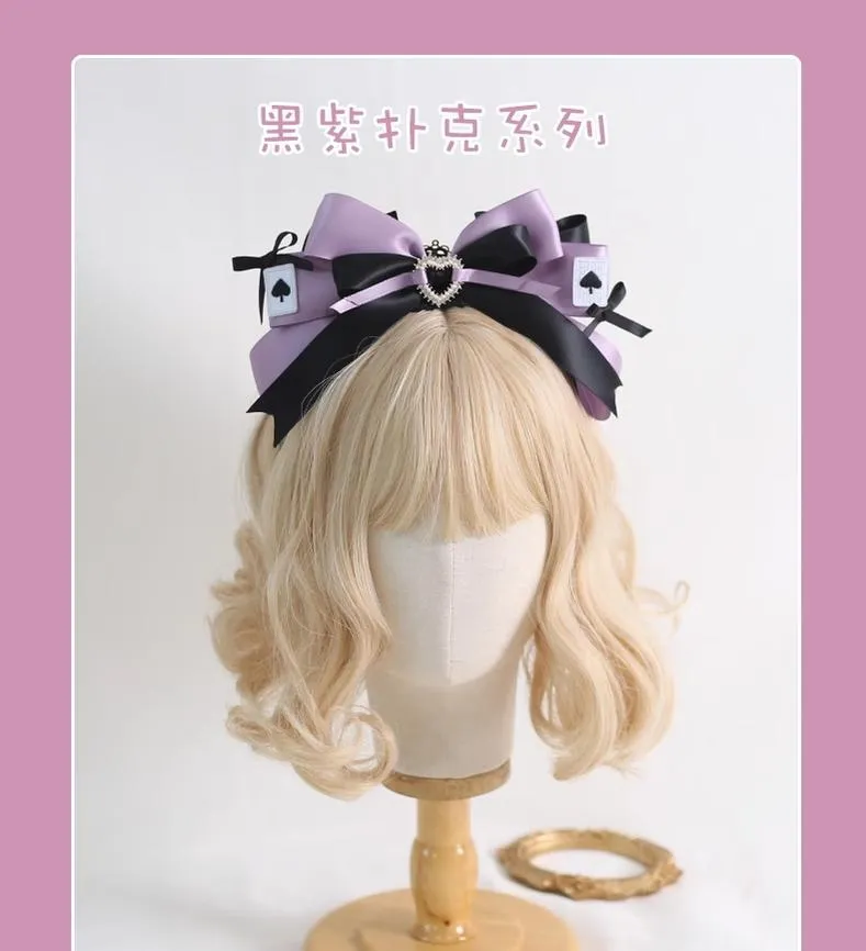 Gothic Lolita Headpiece Black Violet Hair Accessory Brooch