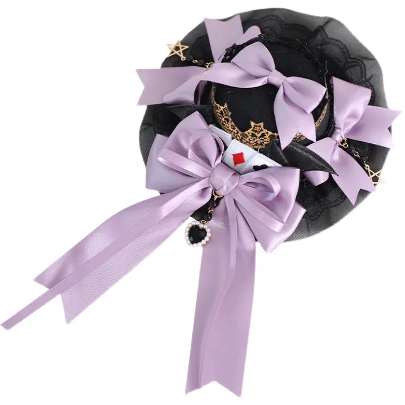 Gothic Lolita Headpiece Black Violet Hair Accessory Brooch