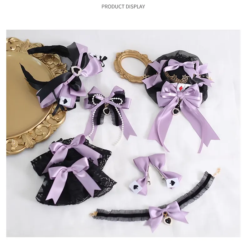 Gothic Lolita Headpiece Black Violet Hair Accessory Brooch