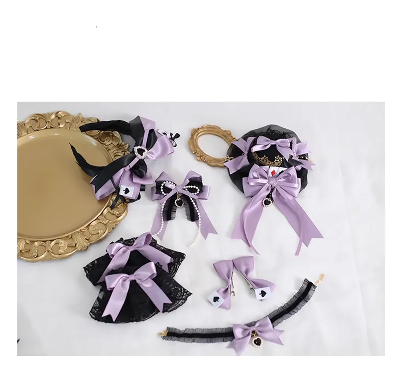 Gothic Lolita Headpiece Black Violet Hair Accessory Brooch