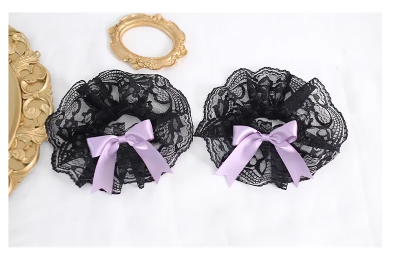 Gothic Lolita Headpiece Black Violet Hair Accessory Brooch