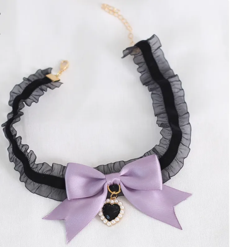 Gothic Lolita Headpiece Black Violet Hair Accessory Brooch