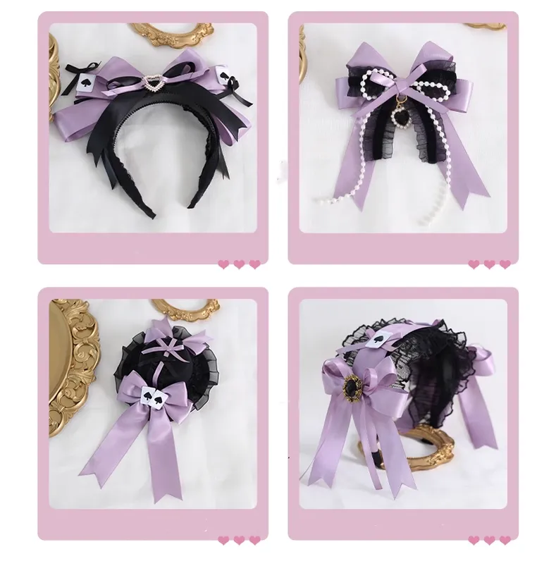 Gothic Lolita Headpiece Black Violet Hair Accessory Brooch