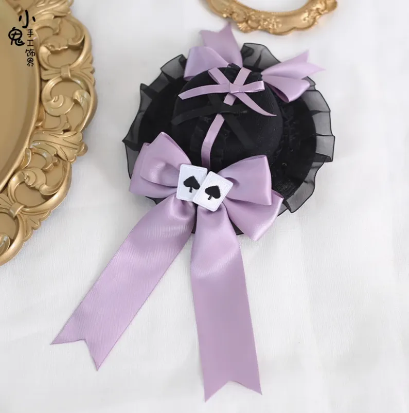 Gothic Lolita Headpiece Black Violet Hair Accessory Brooch
