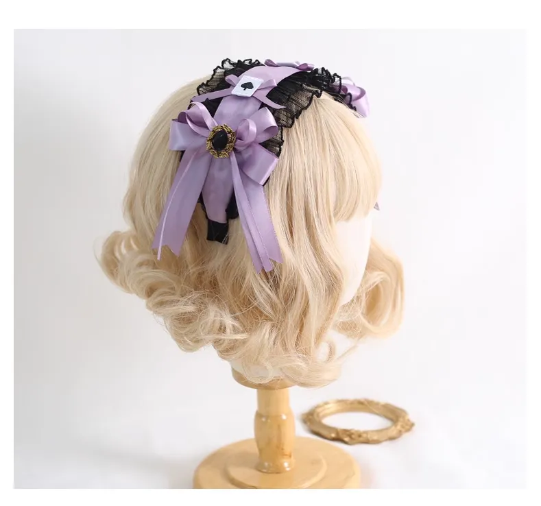 Gothic Lolita Headpiece Black Violet Hair Accessory Brooch