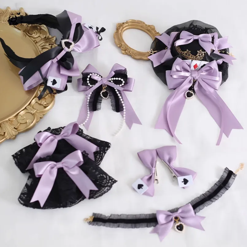 Gothic Lolita Headpiece Black Violet Hair Accessory Brooch