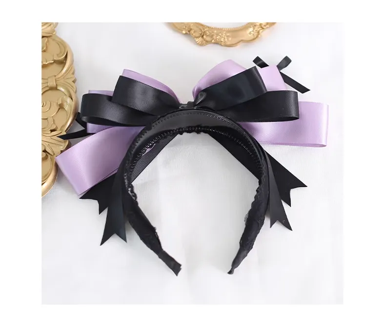 Gothic Lolita Headpiece Black Violet Hair Accessory Brooch