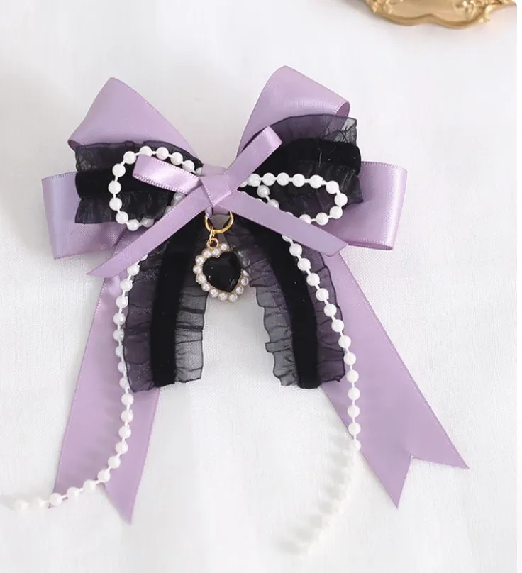 Gothic Lolita Headpiece Black Violet Hair Accessory Brooch