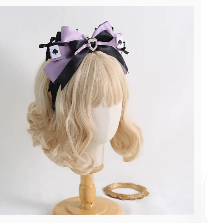 Gothic Lolita Headpiece Black Violet Hair Accessory Brooch