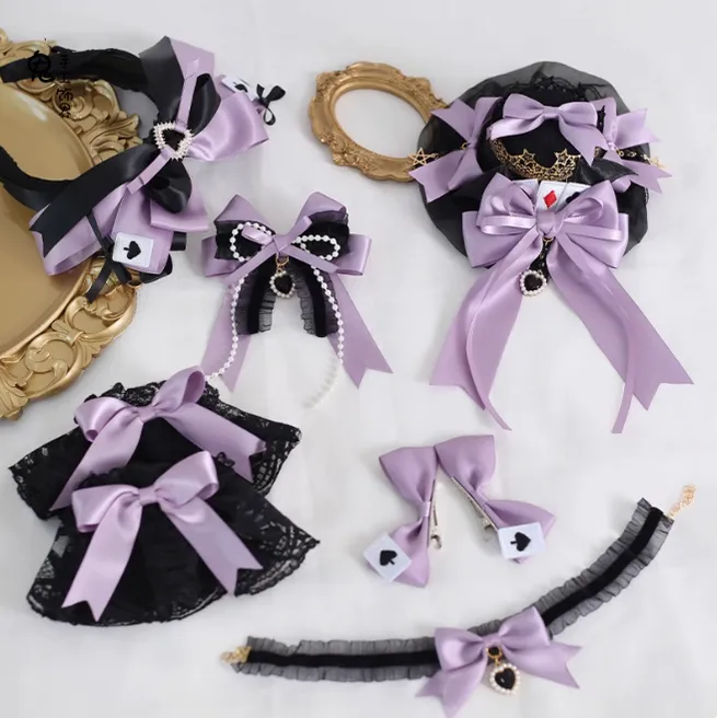Gothic Lolita Headpiece Black Violet Hair Accessory Brooch