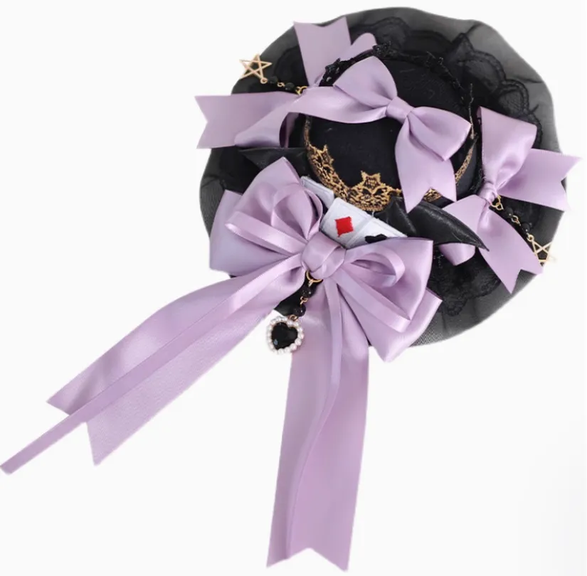 Gothic Lolita Headpiece Black Violet Hair Accessory Brooch