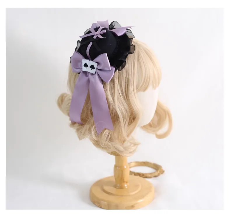 Gothic Lolita Headpiece Black Violet Hair Accessory Brooch
