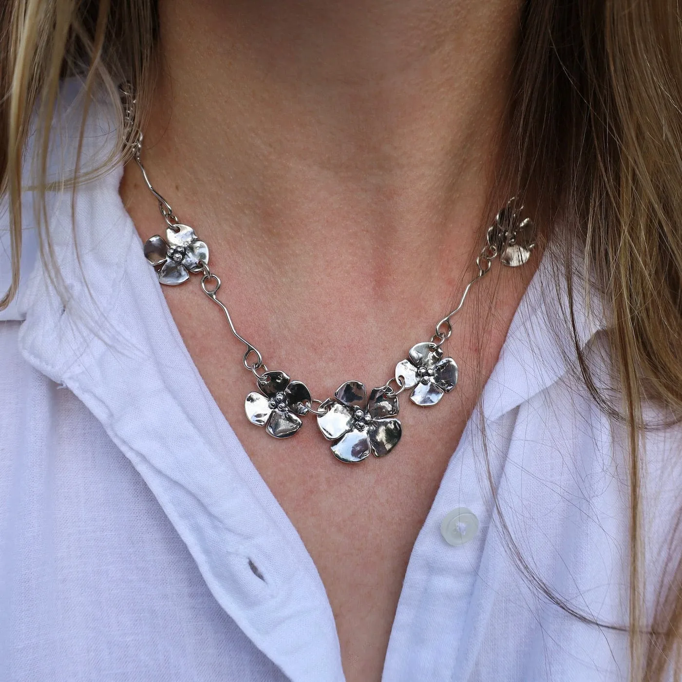 Graduated Dogwood Flower Necklace