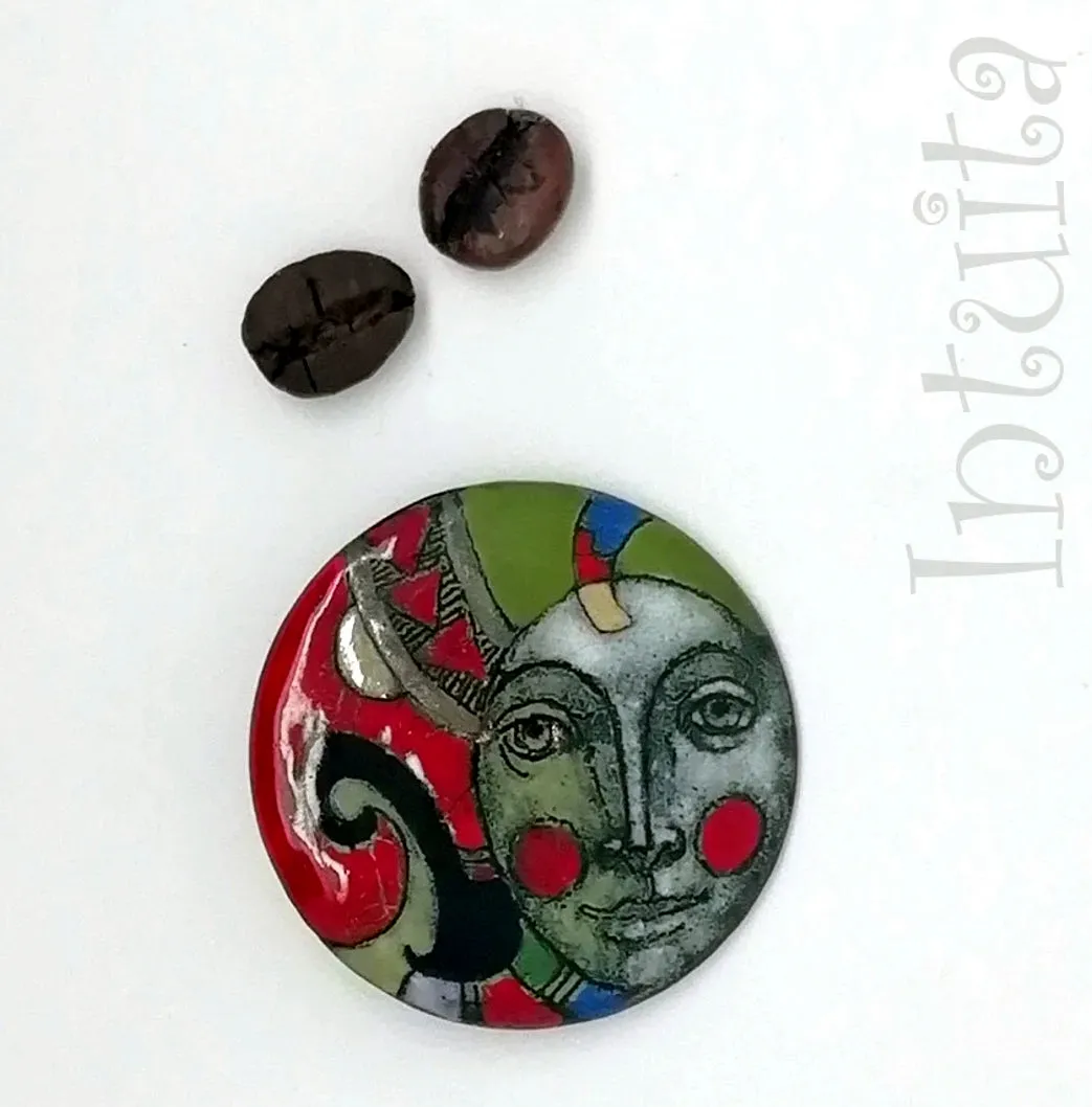 Handmade Enamel Brooches with Faces