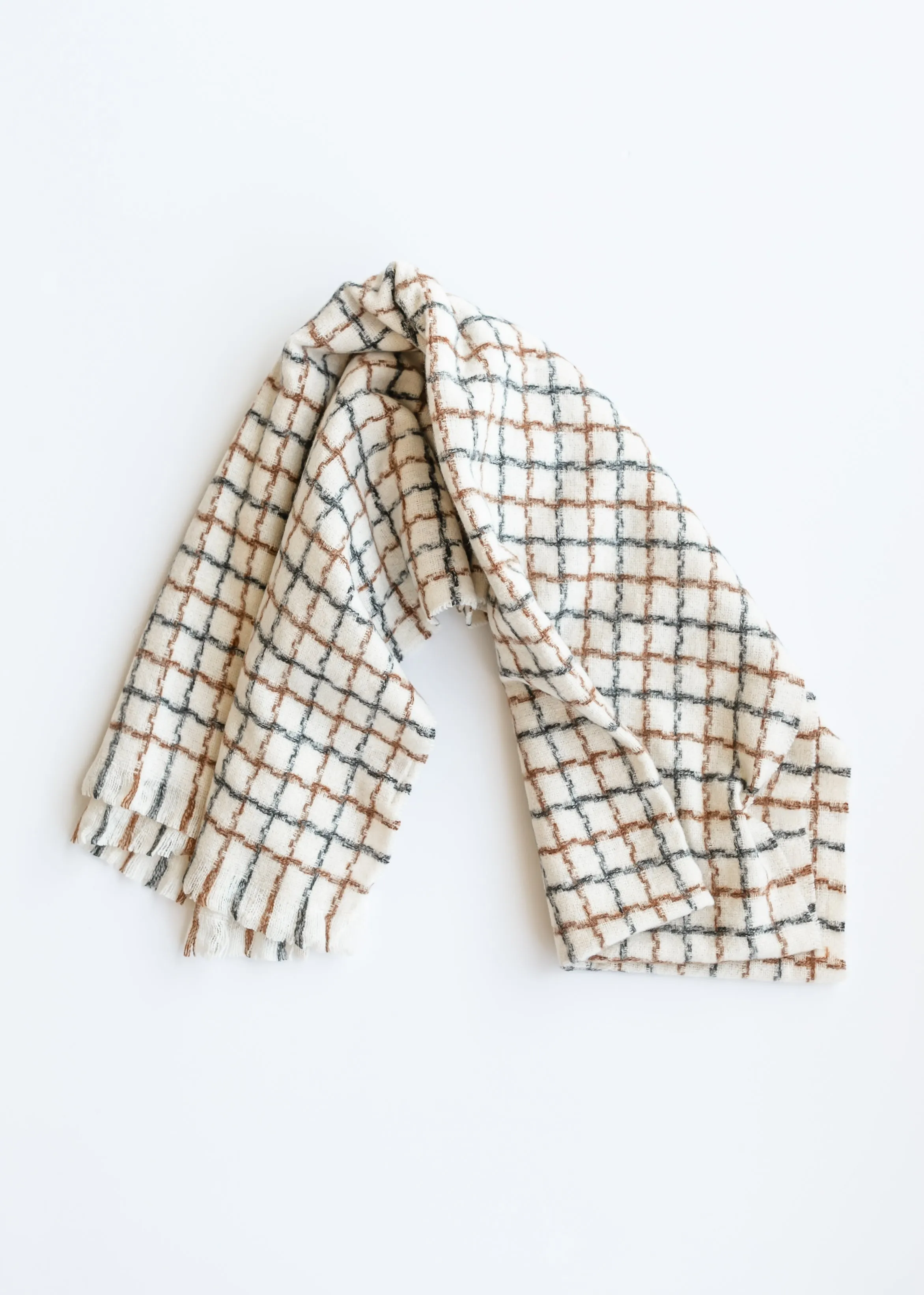 Ivory Minimal Windowpane Scarf