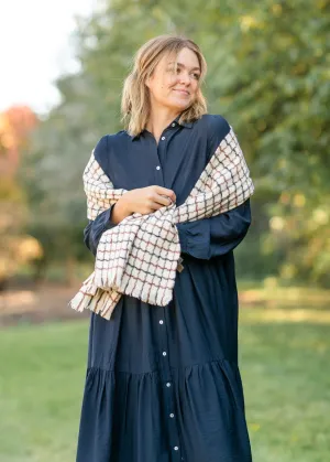 Ivory Minimal Windowpane Scarf