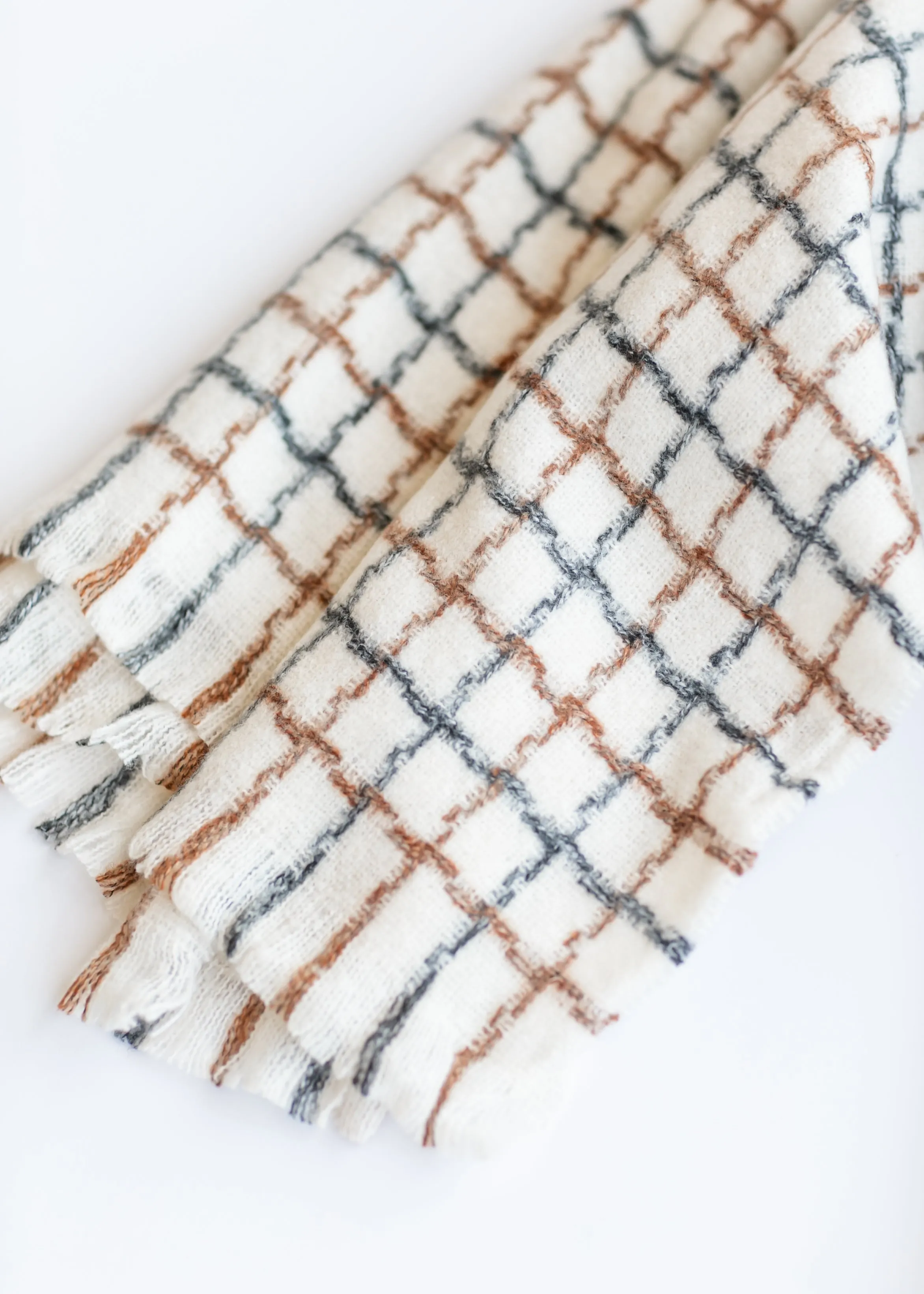 Ivory Minimal Windowpane Scarf