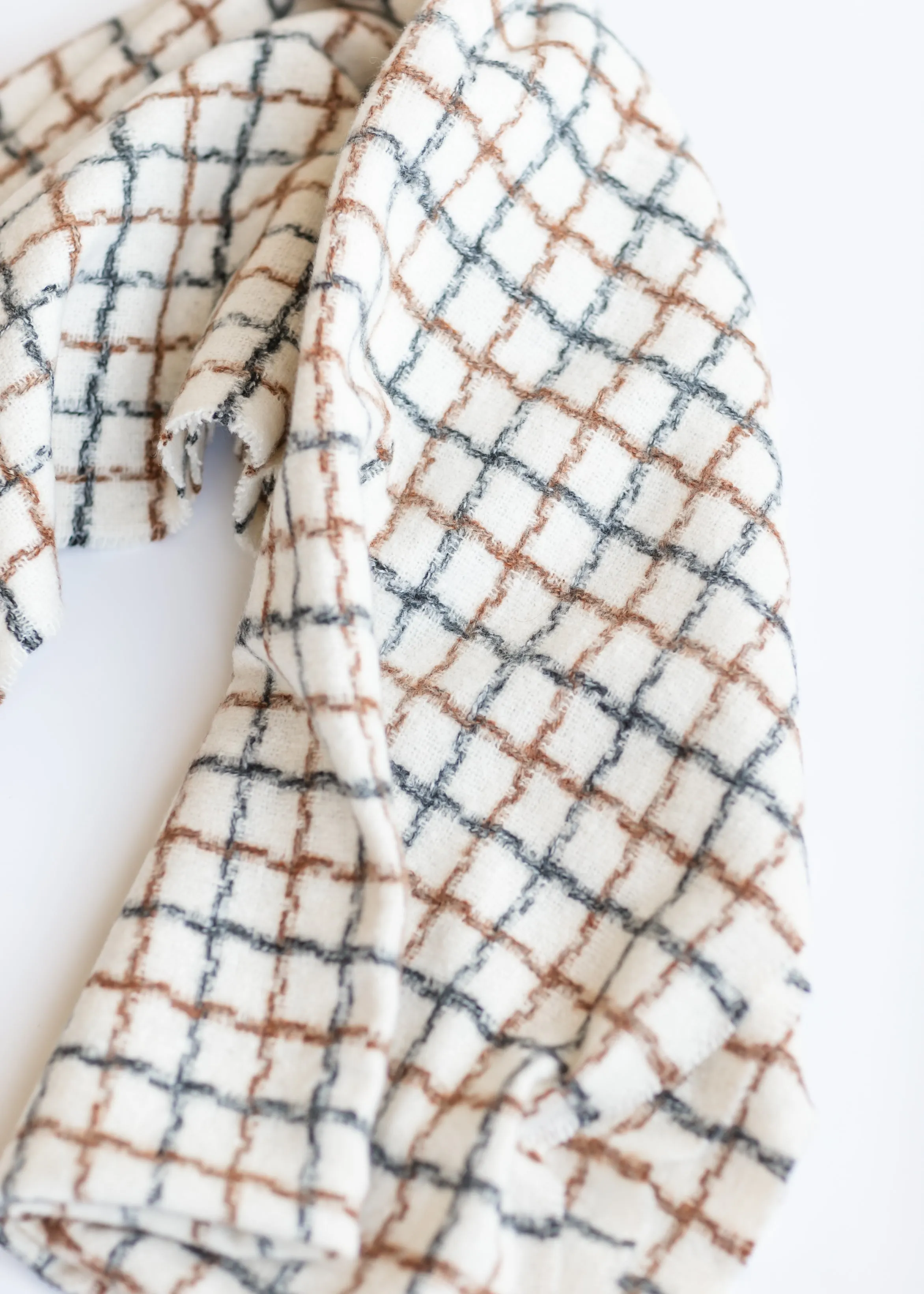 Ivory Minimal Windowpane Scarf