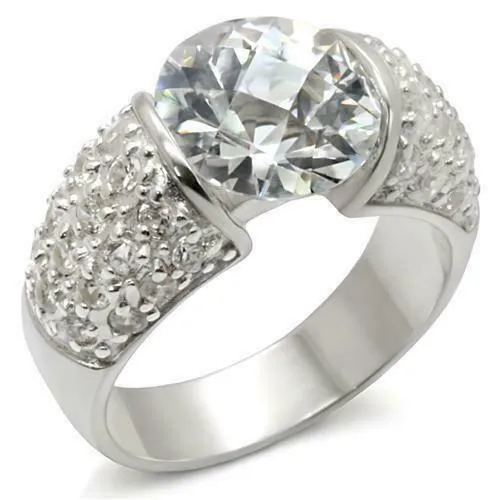 Jewellery Kingdom Ladies Solitaire Accents Sterling Silver Cz 4 Carat Silver Engagement Ring