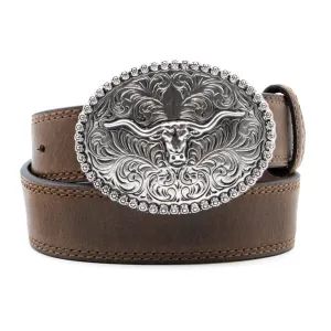Kids’ 1 1/4" Scrolled Longhorn Buckle Belt