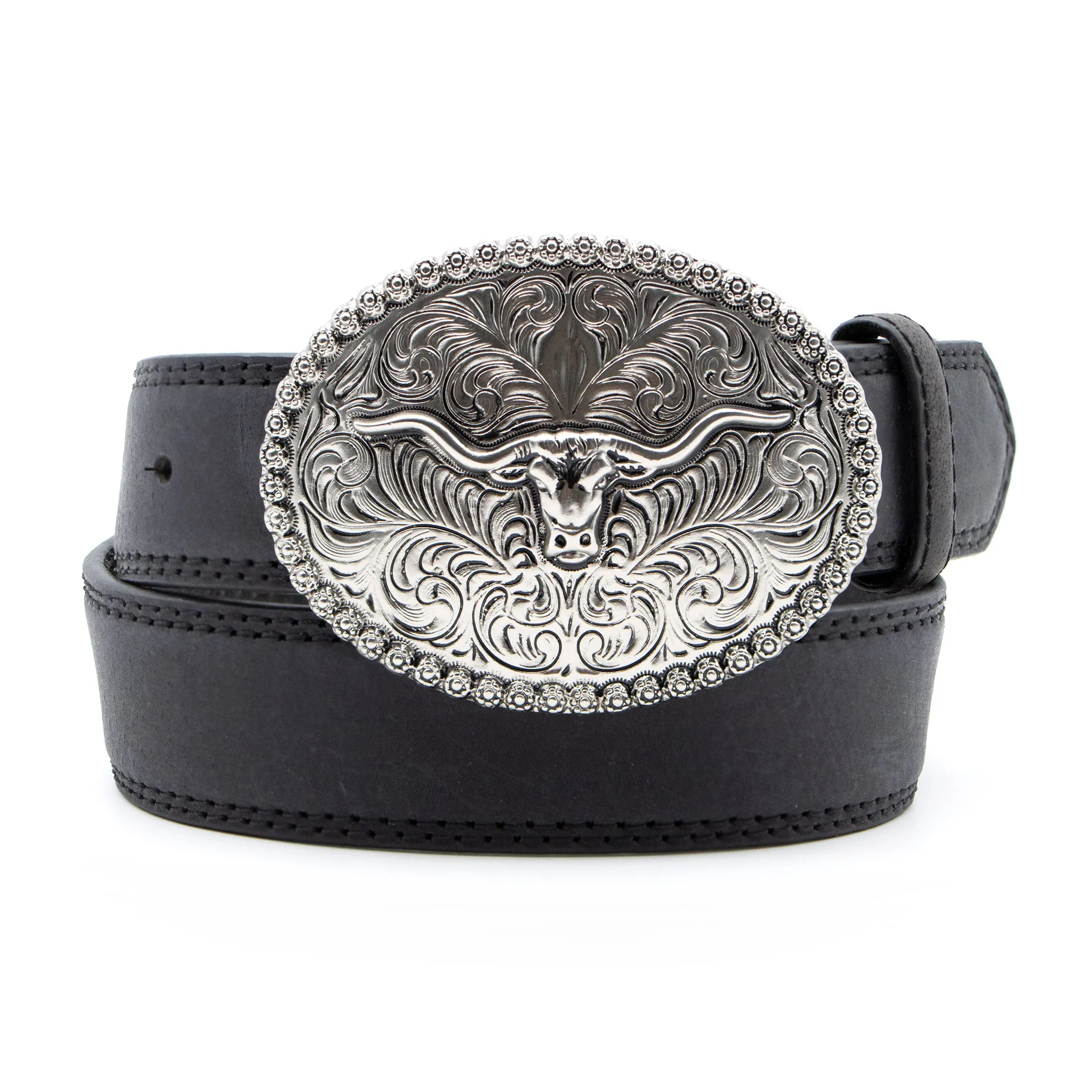 Kids’ 1 1/4" Scrolled Longhorn Buckle Belt