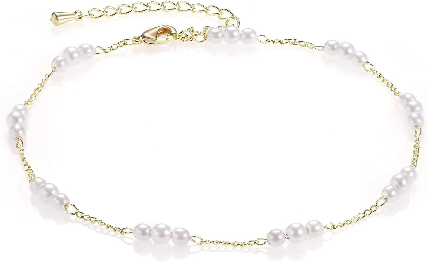 Kyerlyn Dainty Simple Chain Anklet for Women 18k Gold/Silver Plated Summer Beach Beaded Evil Eye Moon Figaro Butterfly Satellite Cuban Pearl Flat Marina Anklet Gift