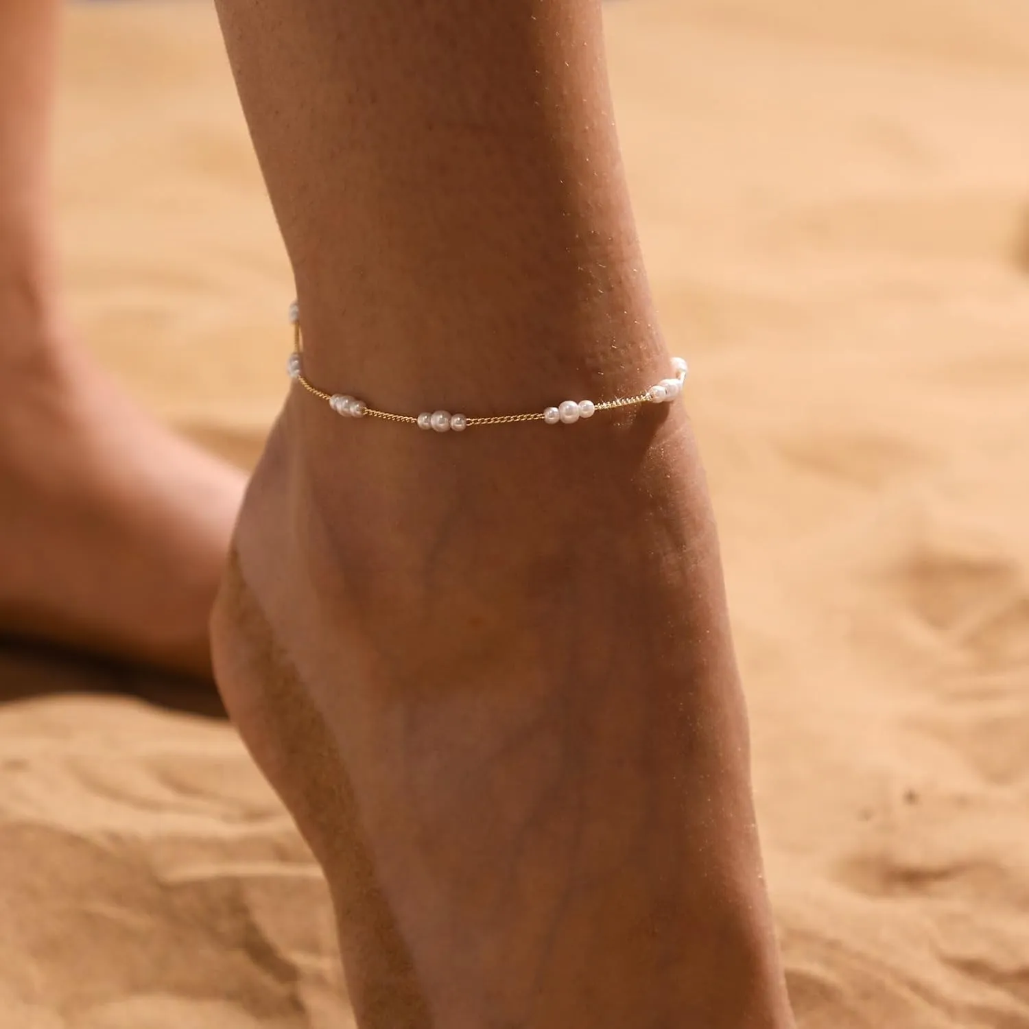 Kyerlyn Dainty Simple Chain Anklet for Women 18k Gold/Silver Plated Summer Beach Beaded Evil Eye Moon Figaro Butterfly Satellite Cuban Pearl Flat Marina Anklet Gift