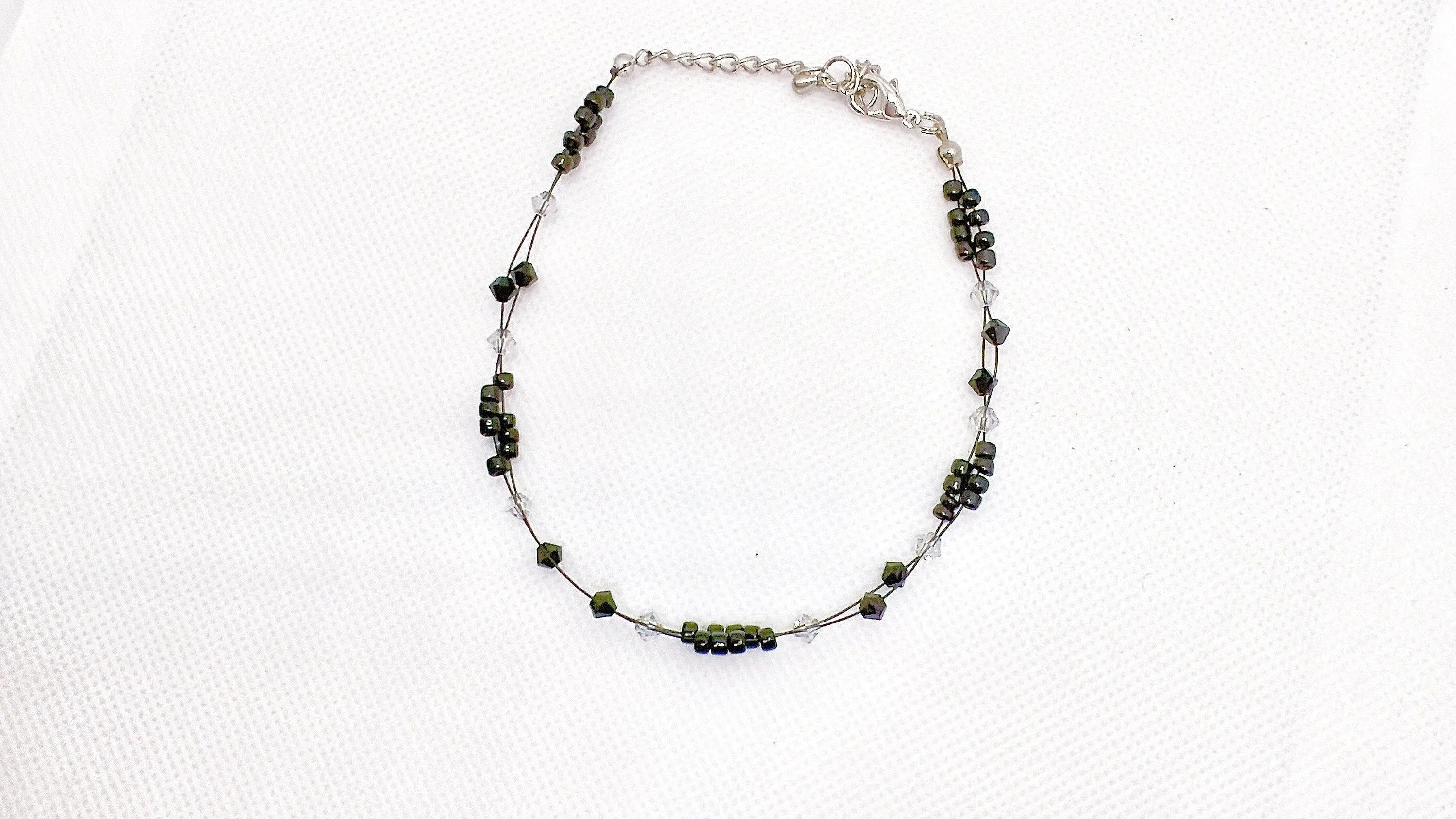 Light Gray Crystal Miyuki Bead Anklet