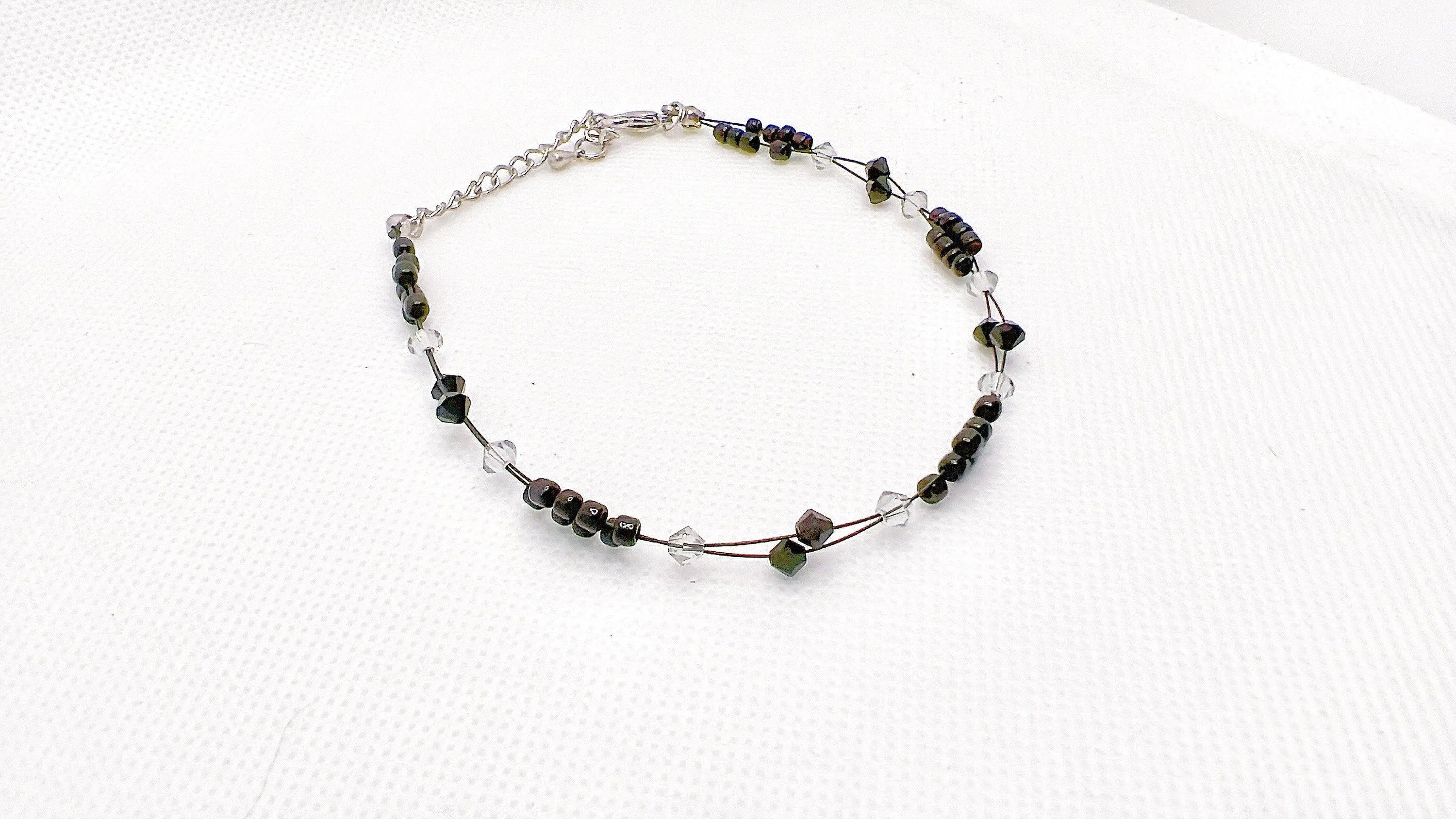Light Gray Crystal Miyuki Bead Anklet