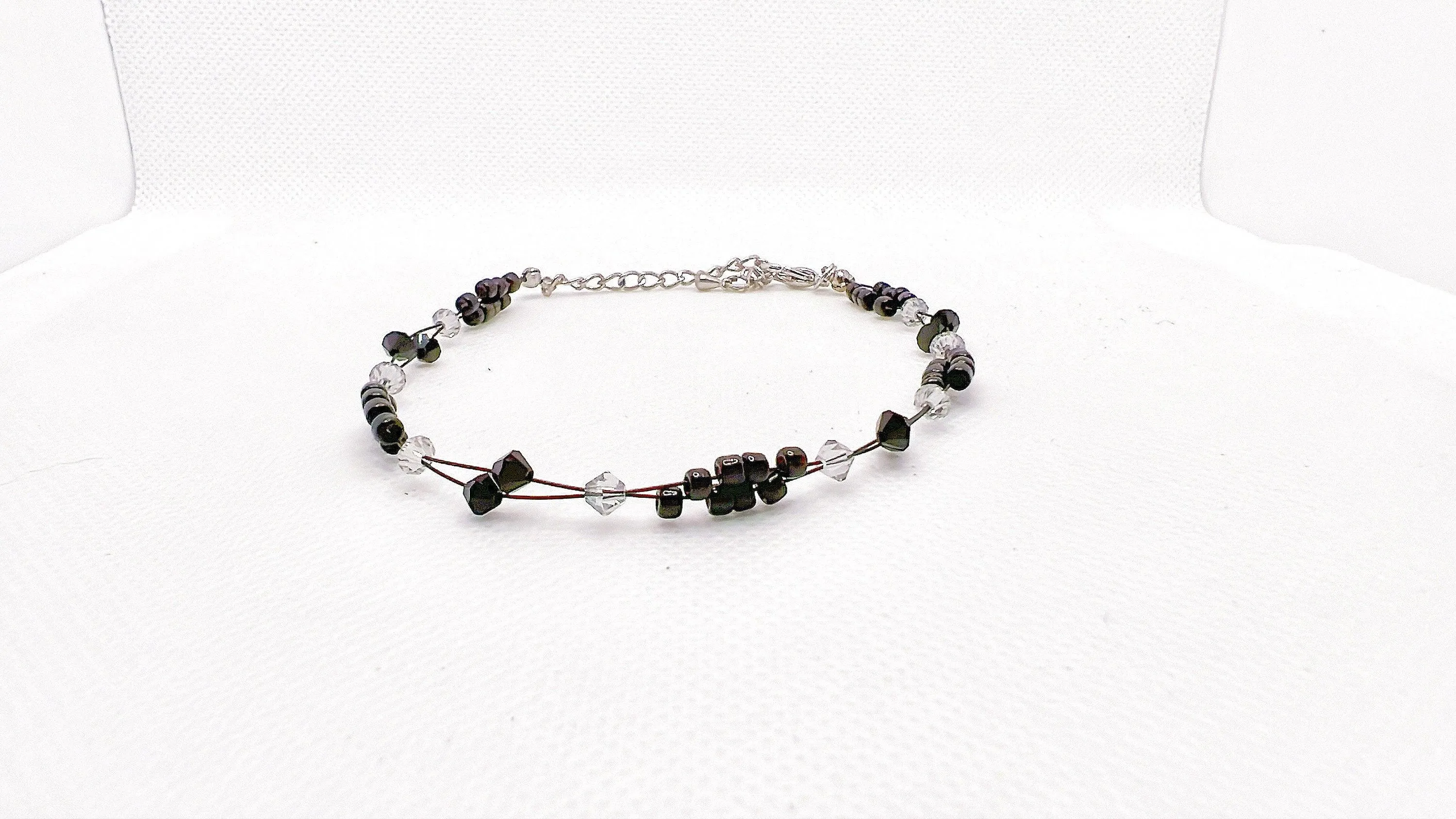 Light Gray Crystal Miyuki Bead Anklet