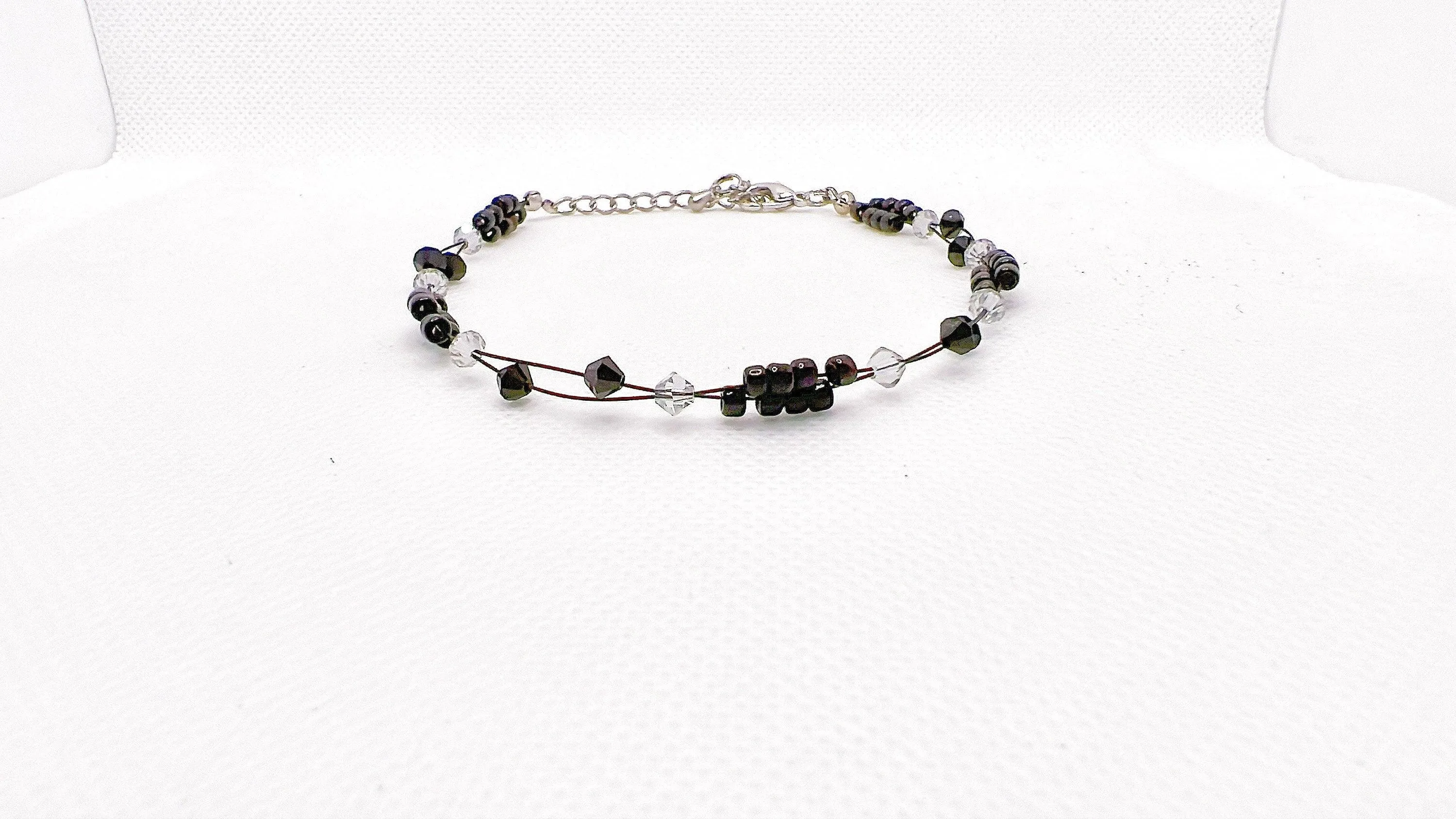 Light Gray Crystal Miyuki Bead Anklet