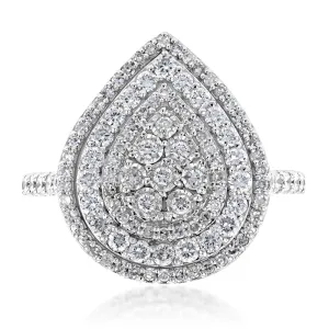 Luminesce Lab Grown Diamond 1 Carat Pear Cluster Ring in Silver