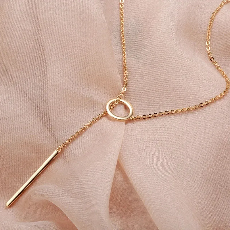 Luxury Rose Gold Glossy Pendant Necklace