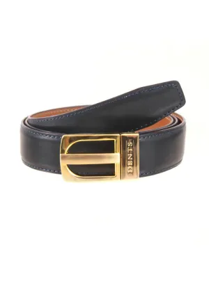 Men's Reversible Leather Belt with Gold and Nickel Buckle