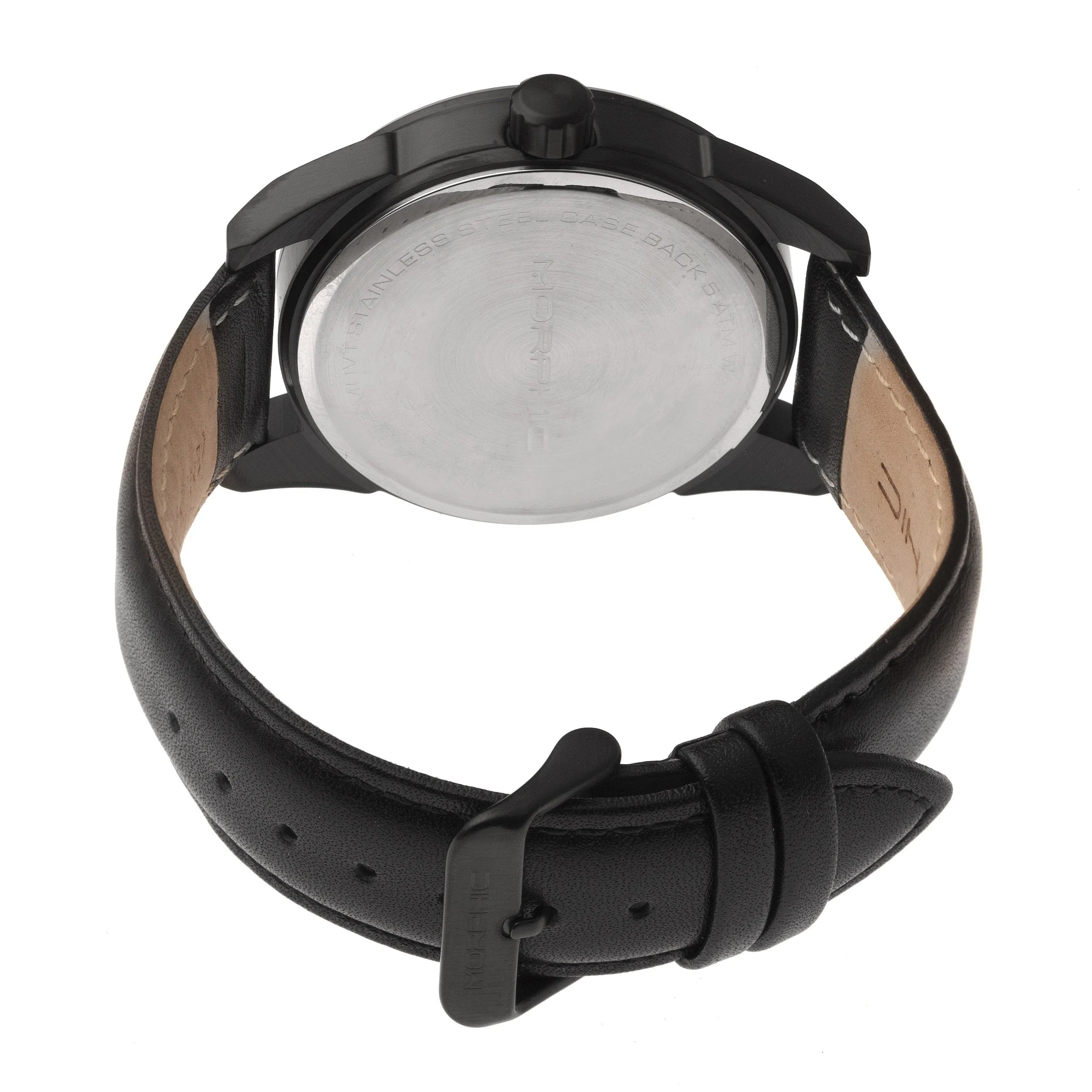 Morphic M63 Series Leather-Band Watch w/Date
