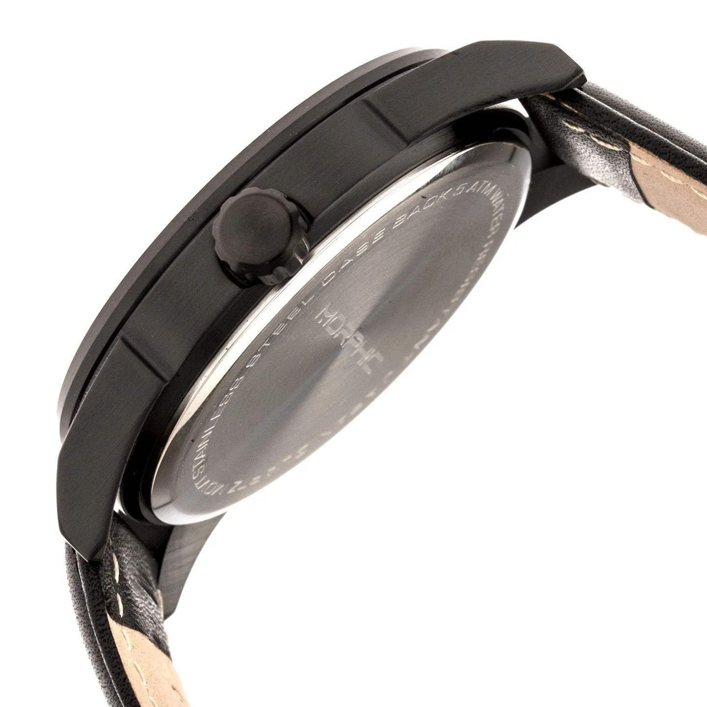 Morphic M63 Series Leather-Band Watch w/Date