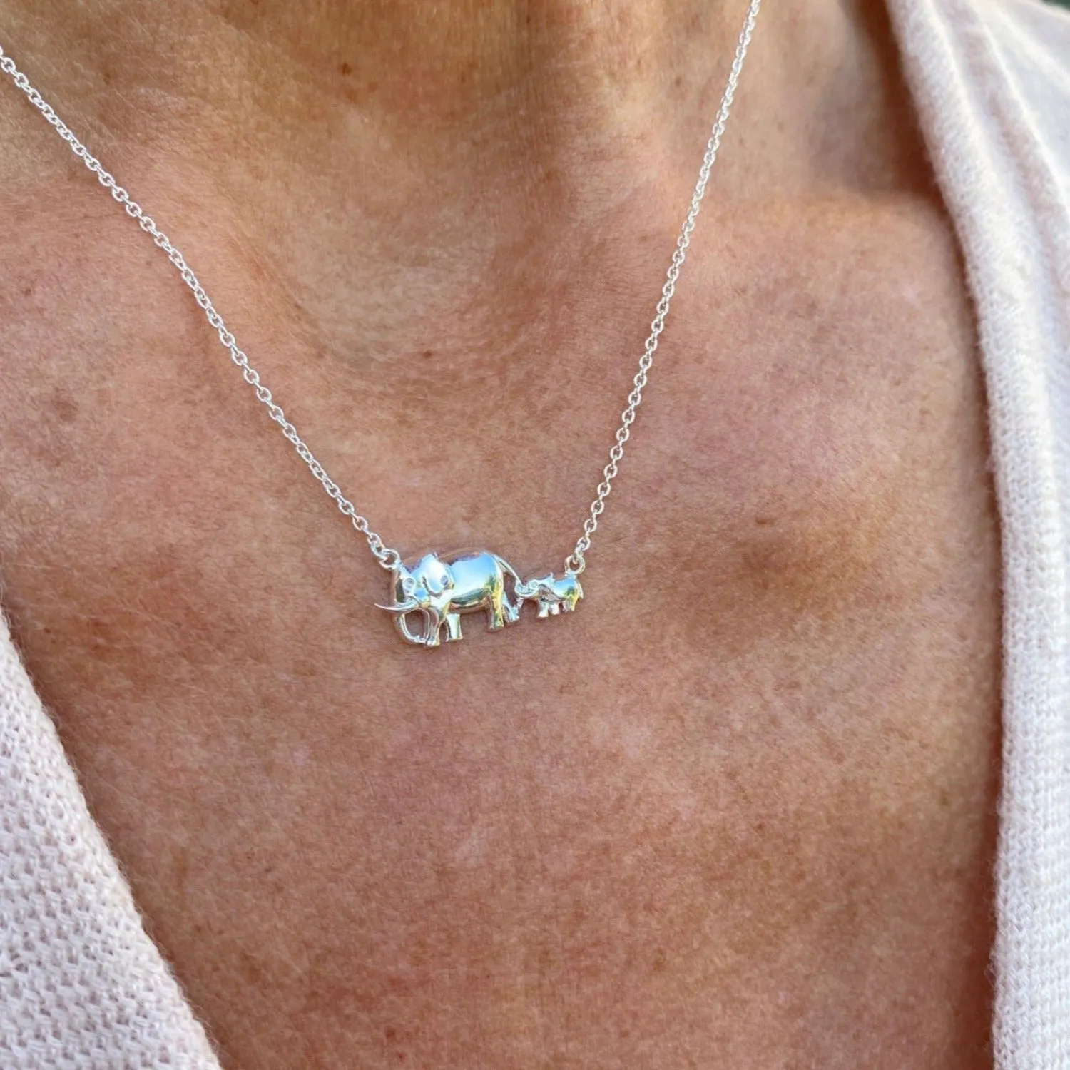 Mother Elephant Sterling Silver Necklace