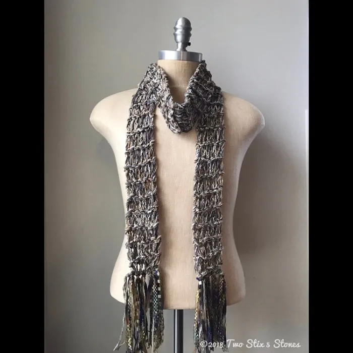 Oatmeal Tweed Scarf w/Fringe