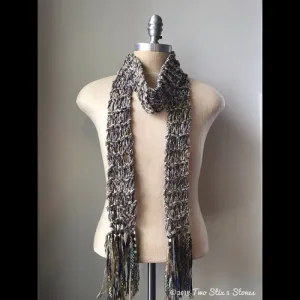 Oatmeal Tweed Scarf w/Fringe