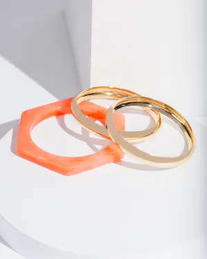 Orange Metal And Acrylic Stacking Bracelet