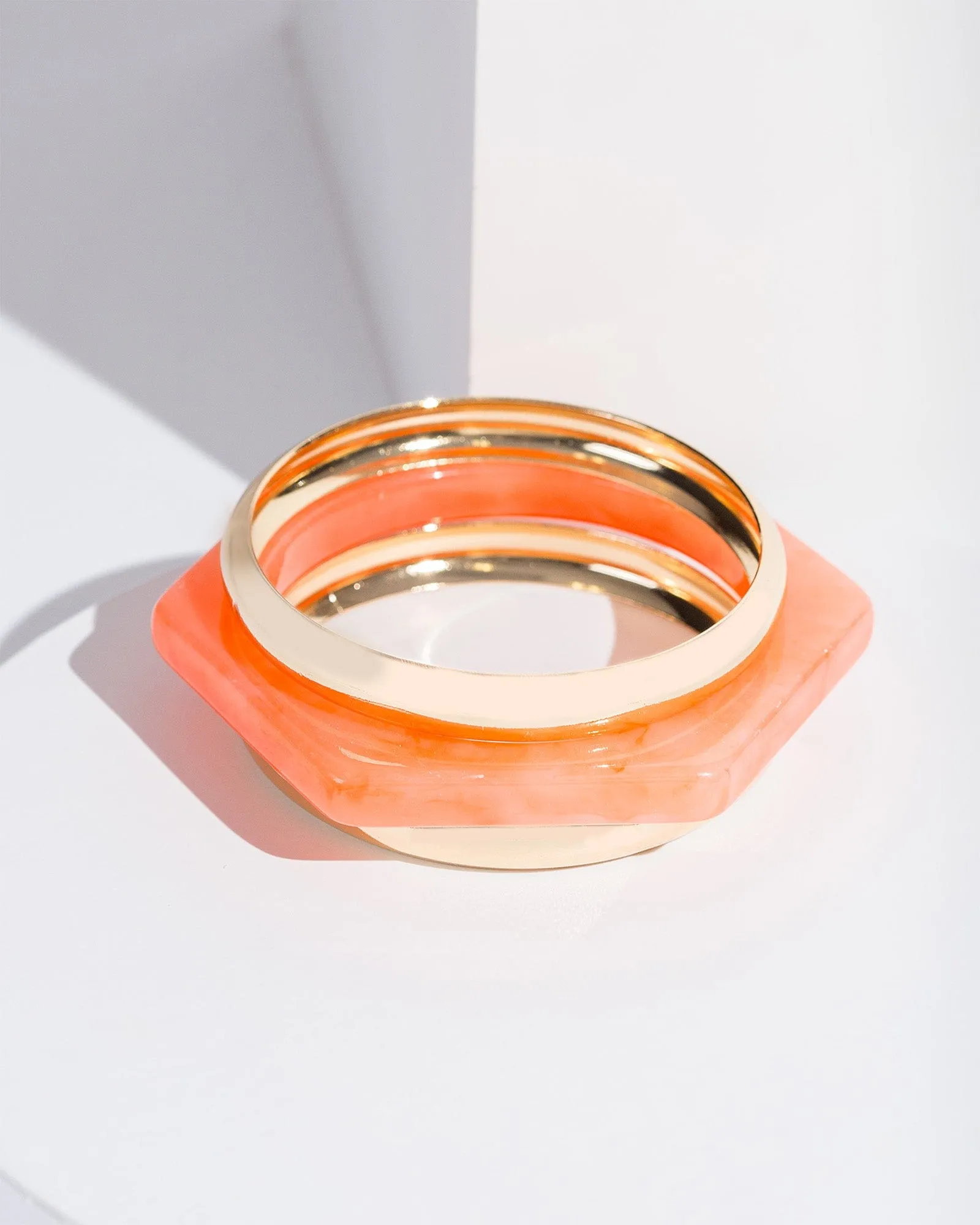 Orange Metal And Acrylic Stacking Bracelet