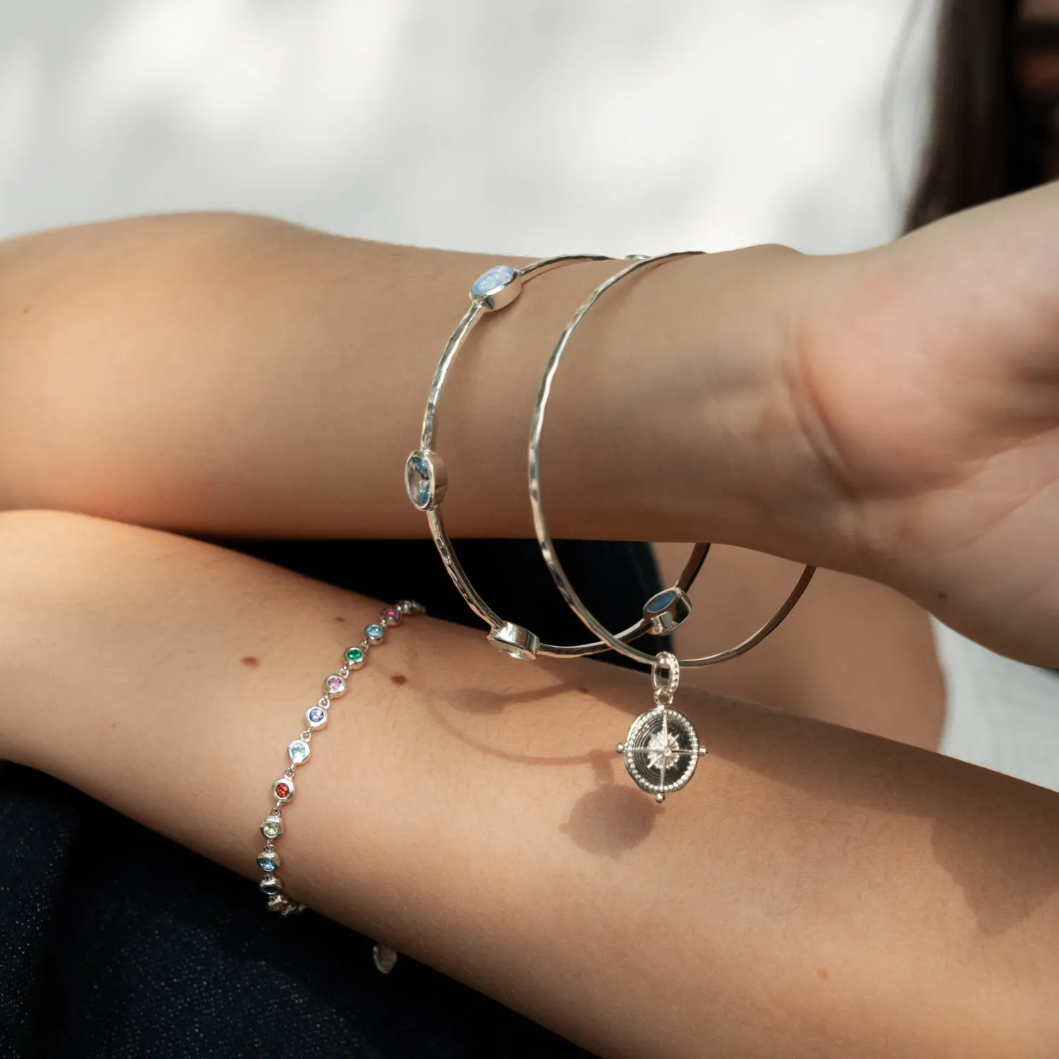 Oval Opal & Topaz Array Bangle